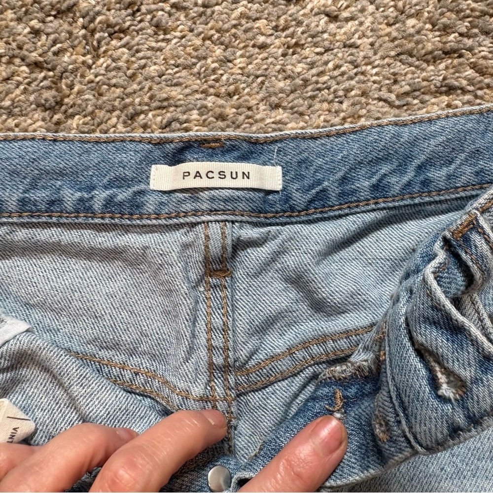 Custom Upcycled Rework Pacsun Denim Jean Shorts Disney Mickey Minnie Patchwork - Picture 3 of 5